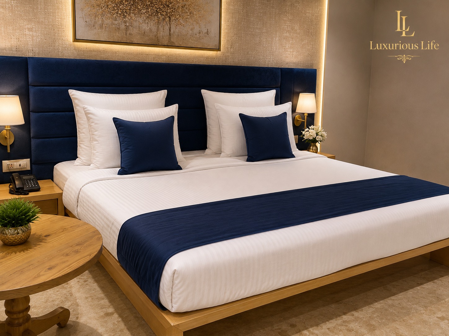 Premium Cotton Bedsheet Set (Satin Stripe)