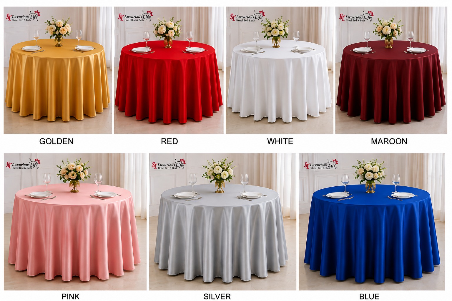 Seamless Satin Round Banquet Table Cloth