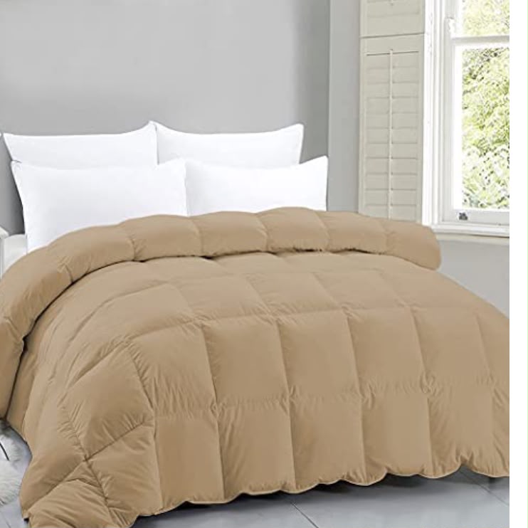 Warm Beige Quilted Hotel Comforter Suite Bed